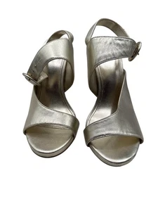 Guess Größe 7,5 gold metallic offene Zehenpartie Stilettoabsatz verstellbare Riemen - Bild 1 von 7