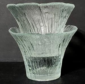 ❤️2 Pertti Kallioinen Mäntsälän Lasisepät Icicle Art Glass Vases Candle Holders - Picture 1 of 5