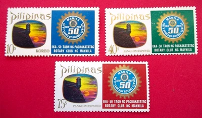 Juego de sellos de Filipinas Scott #1013 y C96-7 - Manila Rotary Club MNH - envío gratuito Foto 1 de 2