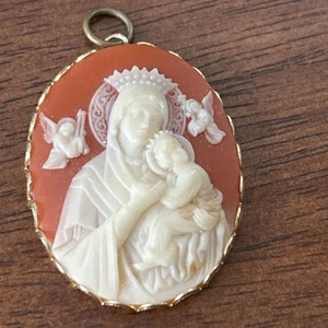 Colgante ESTILO CAMAFEO VINTAGE~MARÍA/BEBÉ JESÚS~MADRE/NIÑO ÁNGELES - Imagen 1 de 5