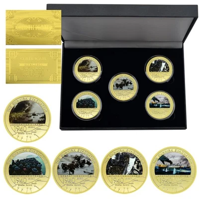 5件装/盒敦刻尔克撤离1940年金币|二战迪纳摩行动奖章 — 第 1/4 张图片