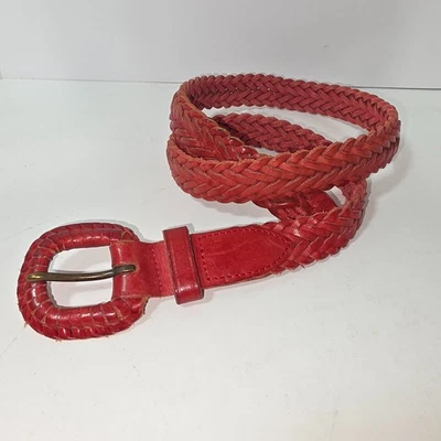 Cinturón para mujer Land's End 28 vintage de cuero rojo Foto 1 de 3