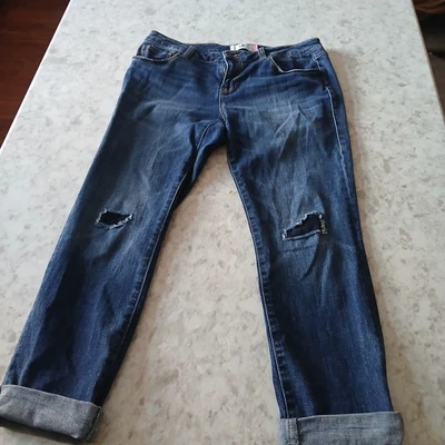 Cabi Slim Boyfriend Patchwork Jeans | Medium Blue | 8 - Image 1 of 4