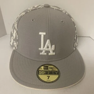 Gorra New Era Los Angeles Dodgers 59FIFTY Gris Blanca Para Hombre Talla: 7 Usada - Imagen 1 de 8
