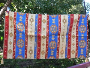 Colourful Turkish table cover 65x125 cm chenille cotton polyester Made in Turkey - Picture 1 of 3