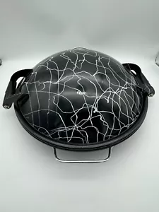 Vintage MCM Black White Serendipity Enamel Spaghetti 4 Piece Paella Cooker Wok - Picture 1 of 7