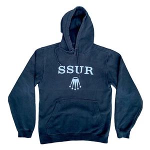 SSUR Crown Logo Streetwear Black Hoodie Hooded Sweatshirt Mens Size Small - Picture 1 of 9