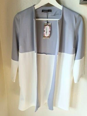 BOOHOO Womens Contrast Panel Lightweight Duster Gray/White Sz Medium / Large NWT - Image 1 of 4