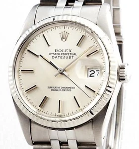 Rolex Datejust Mens Stainless Steel & 18K White Gold Watch Silver Dial 16014 - Picture 1 of 4