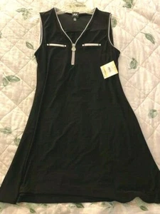 NWT Anne Klein Black with white trim dress M - Picture 1 of 9