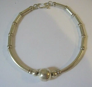 Sterling Silver Beads And Sterling Silver Links Bracelet 7" End To End - Picture 1 of 2