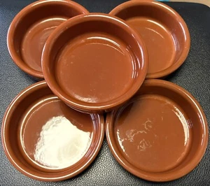 5x Glazed Terracotta Dishes For Nibbles Or Buffet Dips For Xmas Tea - Picture 1 of 4
