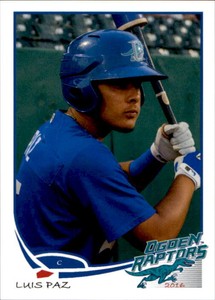2016 Ogden Raptors Grandstand #20 Luis Paz Marilia Brazil Baseball Card