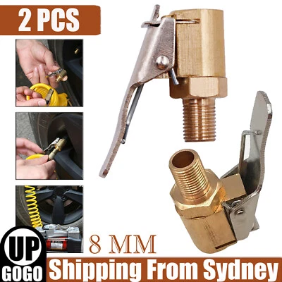 2x 8mm Car Tyre Wheel Tire Air Chuck Inflator Pump Valve Clip Connector Adapter - image 1 of 4