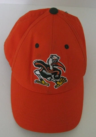 Vintage Miami Hurricanes Hat University Canes Football Sebastian Mascot Orange Cover