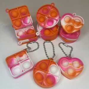 Pack Of 3 Push Pop Bubble Sensory Fidget Toy Key Chain - Picture 1 of 5
