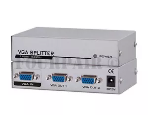 1x2 2 Port VGA HD15 Video Splitter PC Laptop to TV LCD Monitor Display 450MHz - Picture 1 of 1