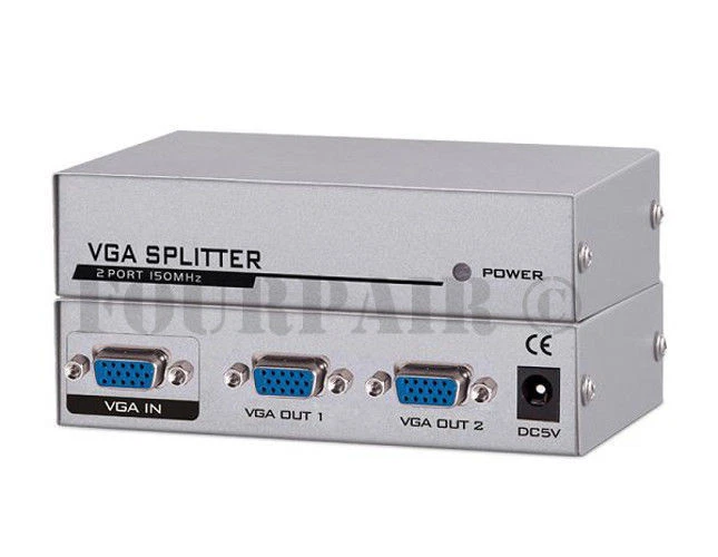 1x2 2 Port VGA XGA SVGA HD15 Video Splitter PC Laptop to TV LCD Monitor Display - Image 1 of 1