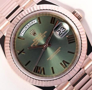 Rolex Day-Date 40mm President 228235 Solid 18k Everose Gold-Olive Green Dial - Picture 1 of 8
