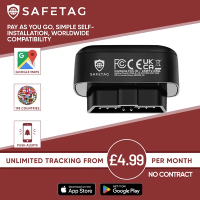 SafeTag Plug 4G GPS Tracker Fahrrad Van Auto Reisebus OBD II OBD 2 Tracker ohne Vertrag - Bild 1 von 4