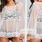 Pink Melo Tunic Lace Blouse Embroidered Wide Sleeves White Pullover Women's M 