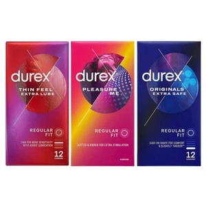 Durex Condoms Value Pack 1 (36 Condoms) Thin Extra Lube, Pleasure Me, Extra Safe - Picture 1 of 6