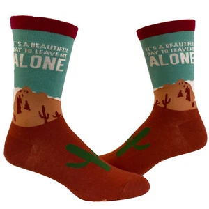 Men's It's A Beautiful Day To Leave Me Alone Socks Funny Desert Camping Graphic - Picture 1 of 9