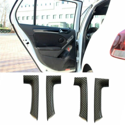 Cubierta de tira de reposabrazos interior de puerta de coche de fibra de carbono para Volkswagen Golf MK6 10-13 Foto 1 de 4