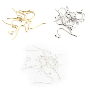100 Pcs Fishhook Hook Earwire Earring Findings With Open Fancy Ball Loop US - Picture 1 of 20