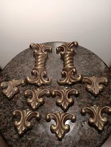 Lotto Fleur de Lis vintage Canada CH armadio/cassetto ottone maniglia estraibile - Foto 1 di 9