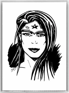 Wonder Woman Sketch Card Scott Sketches Trading Card Print Fan Art - Picture 1 of 3