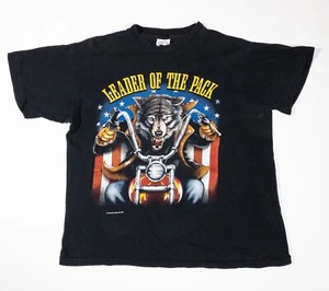 Camicia Moto Leader Of The Pack Lupo Harley Davidson Indian Biker Large - Foto 1 di 5