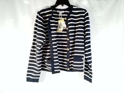 Nine West Mujer Calce Relajado Elegante - Cárdigan Rayas Azul Marino y Blanco ¡Nuevo!! Foto 1 de 4