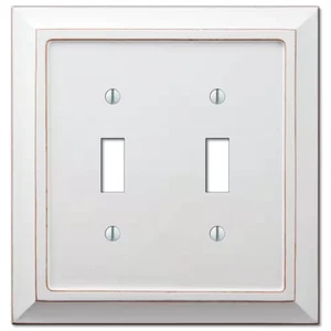 Placa de pared de madera Savannah 2 Gang Toggle - blanca - Imagen 1 de 12