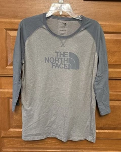 T-shirt North Face top donna taglia XL blu grigio manica 3/4 vestibilità standard 1454 - Foto 1 di 5