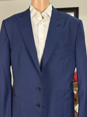 Traje Chaqueta Abrigo Deportivo Tom Ford Azul Lana Pico Solapa 58R 48R EE. UU. Para Hombre Foto 1 de 4