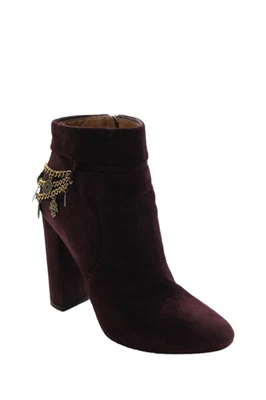 Botines Aquazzura Mujer Gamuza Eslabón de Cadena Moneda Púrpura Talla 39.5 9.5 Foto 1 de 4