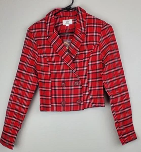 Neu ohne Etikett Have Los Angeles Damen Medium rot kariert Blazer Jacke kurz kurz cropped - Bild 1 von 8