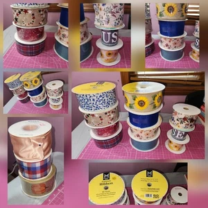 70 Assorted Rolls Wired Ribbon 1.5in And 2.5in - Picture 1 of 4