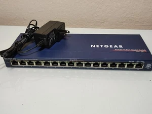 NETGEAR ProSafe GS116 16 Port Gigabit Ethernet Switch Blue Tested Power on - Picture 1 of 8