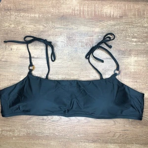 J. Crew O-Ring Tie Shoulder Bikini Top Swim in Black Size 3X NWT BF175 - Picture 1 of 5