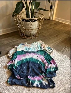 NWOT Abercrombie Kids Two Tie-Dye Long-Sleeve Core Crewneck - Girls Size 13/14 - Picture 1 of 7