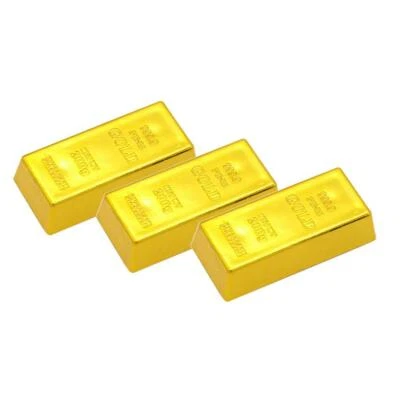 3x gefälschte Goldbarren Briefbeschwerer Türstopper für Kinder Kinder Spielzeug Geschenke - Bild 1 von 4