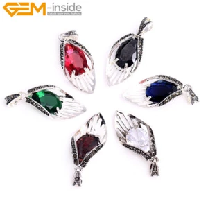 Silver Base Assorted Color Marcasite Rhinestone Crystal Jewelry Pendant Necklace - Picture 1 of 31