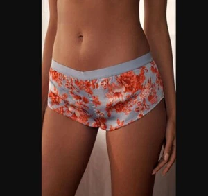New women's L By Anthropologie micro sleep shorts mini-boxers Blue floral - Picture 1 of 8
