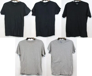 5 Fruit of the Loom Plain Color Shirt Set sz M XXL Black Grey Casual Base Simple - Picture 1 of 24
