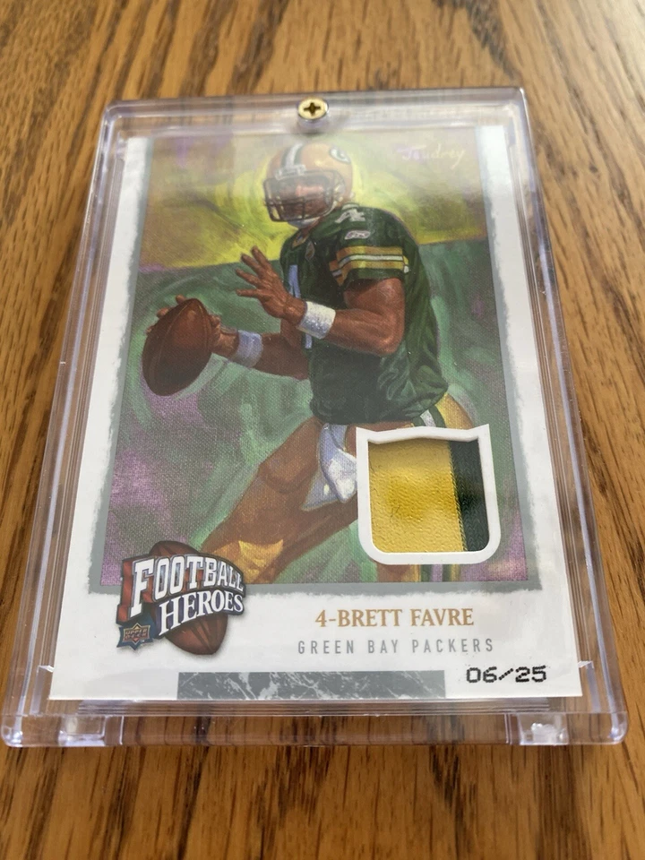 Brett Favre 2008 UD Football Heroes Joudrey 2 Color Patch 6/25 - Image 1 of 1