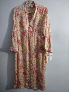 Oscar de la Renta Pink Label Kaftan Caftan Robe Floral New Blooms Infusion - Picture 1 of 8