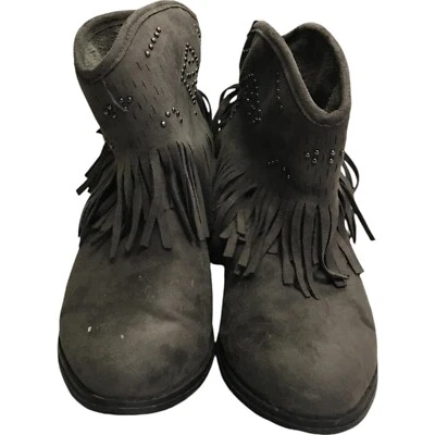 Botines sin clasificación elegantes gratuitos para mujer 9 grises flecos vaquera occidental sin clasificación Foto 1 de 4