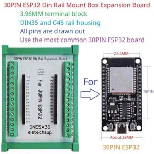 Módulo adaptador de terminal de tornillo de montaje en riel DIN para placa de expansión ESP32 de 30 PIN. - Imagen 1 de 8
